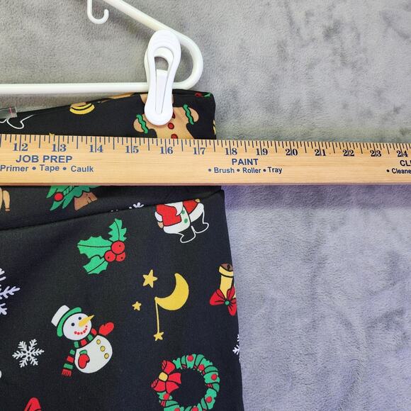 NWT NOBO Leggings JRs XXXL 21 Christmas Print High Waist Faux Fur Lined Black - Picture 5 of 10